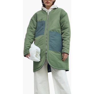 Caalo Reversible Down Coat in Green /Blue at Nordstrom, Size Medium