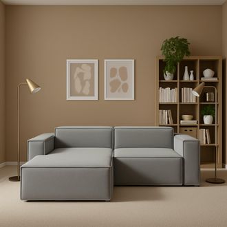 Dmora Sof&aacute; Fijo Dkivil, Sof&aacute; Modular 2 Plazas Pen&iacute;nsula Izquierda, 100% Made In Italy, Sof&aacute; Moderno En Tela, Cm 220x170h70, Gris - Dmora