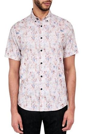 Brooklyn Brigade Barlow Vintage Floral Performance Short Sleeve Button Down Shirt in Tan at Nordstrom Rack, Size Xx-Large