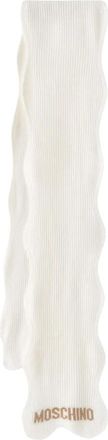 Moschino Logo Ribbed Scarf - Dames - Wintersjaals - Beige - ONE Size - Wol - Accessoires