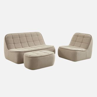 Sweeek Sof&aacute; Modular De Borreguito Texturizada Con Reposapi&eacute;s, 3 Plazas