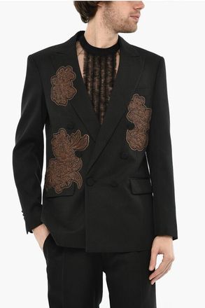 Dsquared2 Virgin Wool Double Breast Blazer with Sequined size 46