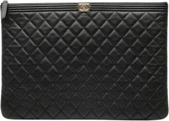 Chanel Pre-owned Clutches, female, Black, Size: ONE SIZE Pre-owned Leather Clutch
