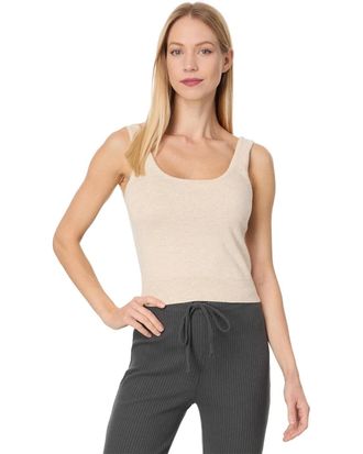 Eberjey Tank Top Womens Oat Square Neck Pullover Cropped Active GBO2325