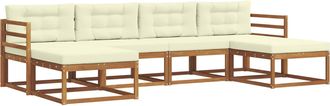 vidaXL Conjunto De Sof&aacute;s De Exterior 6 Uds. Natural Y Crema Vidaxl