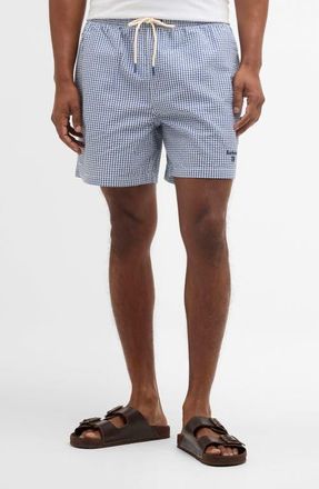 Barbour Gingham Seersucker Swim Trunks in Sailboat Blue at Nordstrom, Size Xx-Large