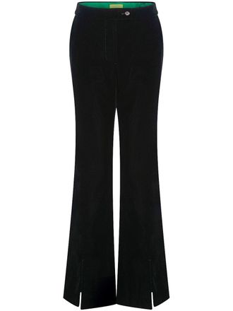 Shanghai Tang x Chen Man velvet flared trousers - women - Cupro/Viscose - 42 - Black