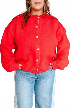 Wishlist Plaid Button Cardigan In Red