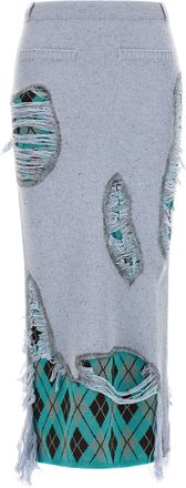 Moschino Blue Wool Midi Womens Skirt