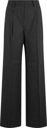 Slowear Pantalones Anchos de Algod&oacute;n Rayados - Trousers - Mujer - Gris - S