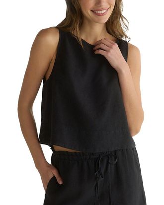 Bella Dahl Sleeveless Boatneck Split Back Linen Top