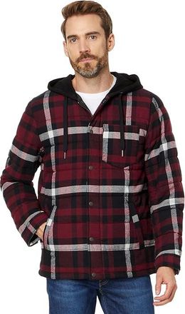 Levi's Cotton Plaid Quilted Puffer Mens Jacket Magenta Combo : LG