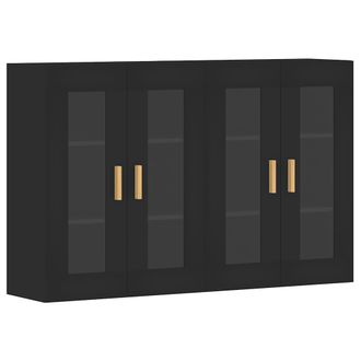 vidaXL Armarios De Pared 2 Uds Madera De Ingenier&iacute;a Negro Vidaxl
