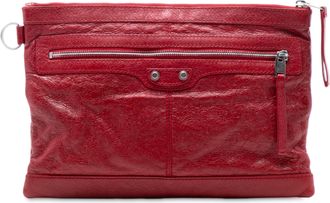 Balenciaga Tweedehands Lamsleer Motocross Classic Clip M Clutch