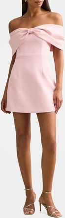 Ever New Scottie Off the Shoulder Bow Minidress in Pretty Pink at Nordstrom, Size 10