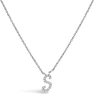 House of Brilliance 10K Gold Diamond Accent A-Z Initial Script Style Pendant Necklace