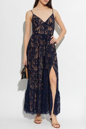 Michael Michael Kors Lace Dress With Shoulder Straps, Womens, Navy Blue