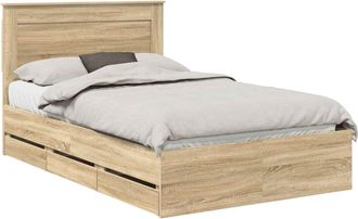 vidaXL Estructura De Cama Roble Sonoma 120 X 190 Cm Madera Ingenieril Vidaxl