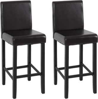 Hhg Hhg - Nunca Usado] Lote De 2 Taburetes De Bar Vicenza, Taburete De Bar Taburete De Bar, Madera + Cuero, Marr&oacute;n, Patas Oscuras