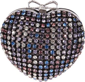 Self Portrait Heart Shaped Crystals Bow Clasp Mini Clutch