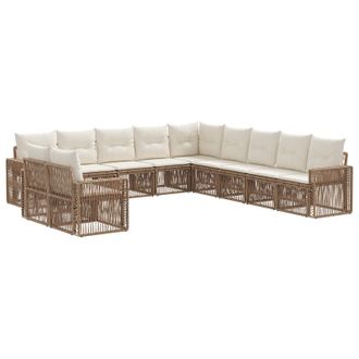 vidaXL Conjunto De Sof&aacute;s De Jard&iacute;n 11 Pcs Beige Y Blanco Crema Vidaxl