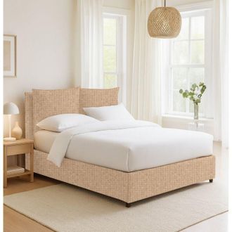 Dmora Cama Matrimonial Liskeard, Desenfundable, Hecho En Italia, Beige