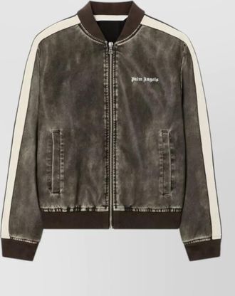 Palm Angels logo-print single-breasted bomber jacket