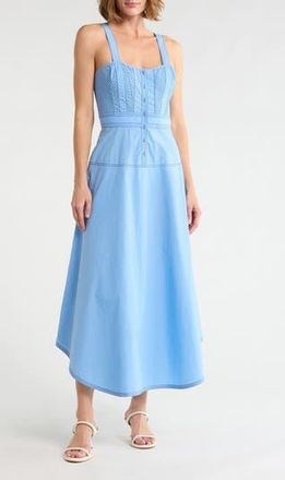 Area Stars Devi Topstitch Midi Dress in Light Blue Navy at Nordstrom Rack, Size X-Small