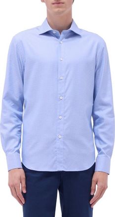 Bugatchi Axel Shaped Fit Jacquard Button-Up Shirt in Air Blue at Nordstrom, Size Xxx-Large