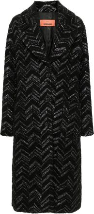 Missoni chevron boucl&eacute; coat - women - Cotton/Acrylic/Other fibres/Wool/Polyamide/Viscose/Polyester - 40 - Black