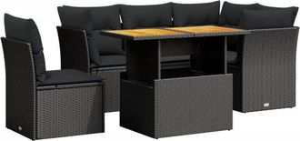 vidaXL Vidaxl - Set De Muebles De Jard&iacute;n 5 Pzas Y Cojines Rat&aacute;n Sint&eacute;tico Negro