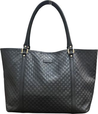Gucci Black Red Color Leather Tote Bag (Pre-Owned)