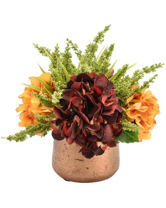 Creative Displays Inc. Green Heather Burgundy & Orange Hydrangea Floral Arrangement