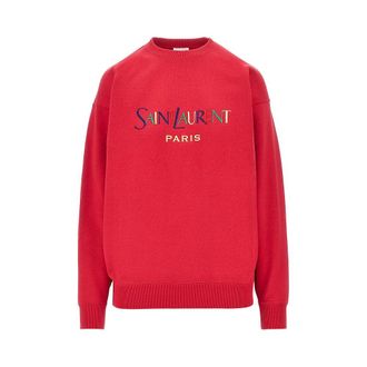 Saint Laurent Cotton sweatshirt with logo embroidery Woman XS