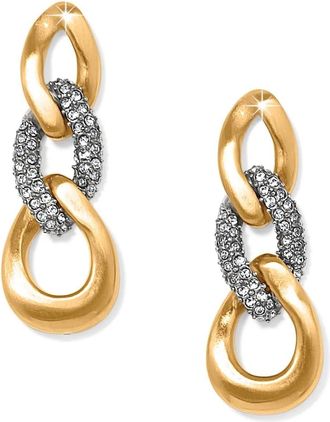 Brighton Womens Cleo Pave Link Post Drop Earrings In Gold
