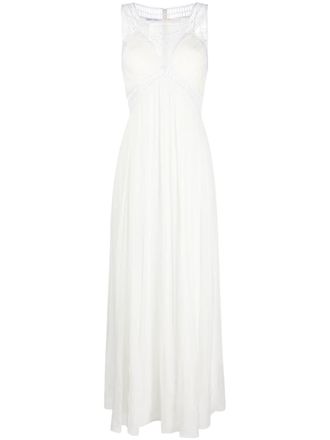Alberta Ferretti embroidered silk maxi dress - women - Silk/Acetate/Silk/Elastane - 42 - White