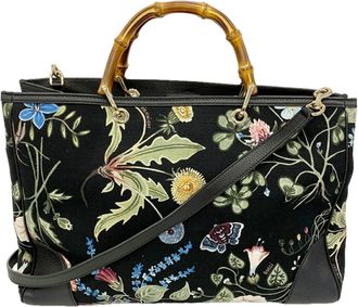 Gucci Black Multi-Color Canvas Tote Bag (Pre-Owned)