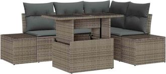 vidaXL Conjunto De Sof&aacute; De Jard&iacute;n 5 Pcs Gris Polirat&aacute;n Vidaxl