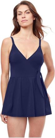 Gottex Tutti Frutti V-neck skirted bottom one-piece in Navy at Nordstrom, Size 6