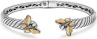 Samuel B. Sterling Silver & 18K Gold Butterfly Hinge Bangle in Silver And Gold at Nordstrom Rack