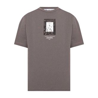 Off-white Unisex Slim T-shirt met verflogo voor volwassenen (Grijs)