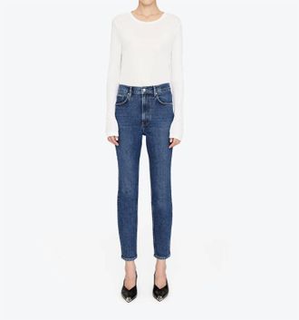 Anine Bing Samara High-Rise Slim Leg Jeans In Blue