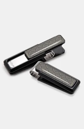 M Clip Ultralight Money Clip in Black/Herringbone at Nordstrom