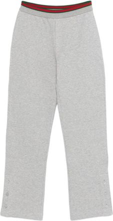 Gucci Cotton Jersey Leisure Broek met Web - Dames - Wijde Broeken - Grijs - XS - Katoen - Broeken