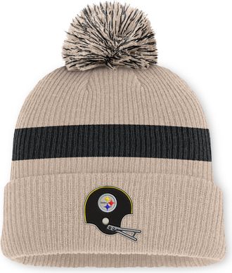 Nike Pittsburgh Steelers Rewind Peak Nike Mens NFL Cuffed Pom Beanie in Brown | NF160J2R7LV-M17