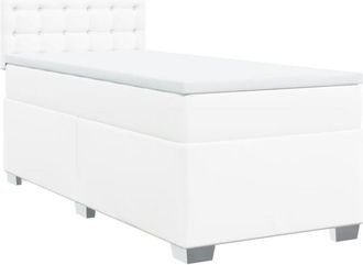 vidaXL Vidaxl - Cama Box Spring Con Colch&oacute;n Cuero Sint&eacute;tico Blanco 80x200 Cm