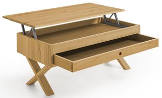 HOGAR 24 Mesa centro elevable caj&oacute;n deslizante y patas x cera, 100x50x47 cm