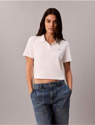Calvin Klein Jeans Calvin Klein Womens Woven Monologo Polo Shirt - White - XL