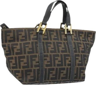 Fendi Pre-owned Handbags, female, Brown, Size: ONE SIZE Pre-owned Vintage Zucca Canvas Hand Bag