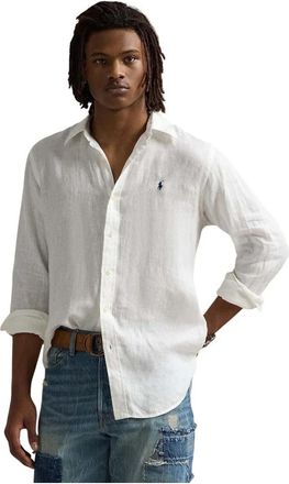 Polo Ralph Lauren Witte Slim Fit Linnen Overhemd - Heren - Casual Overhemden - Wit - L - Linnen - Overhemden